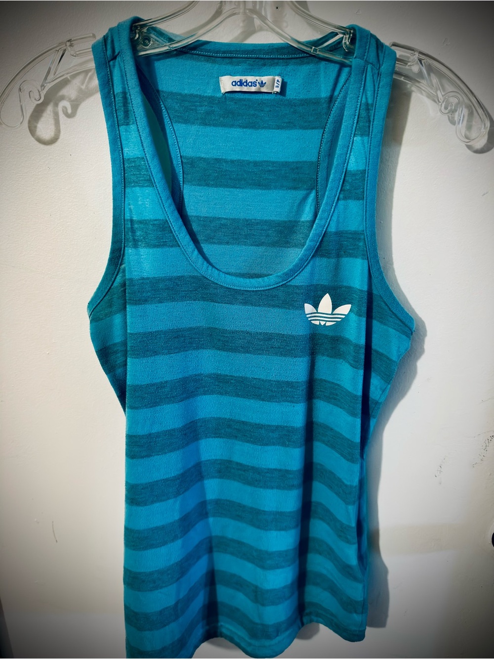 adidas Teal and Dark Teal Striped Racerback Swim Cover-Up